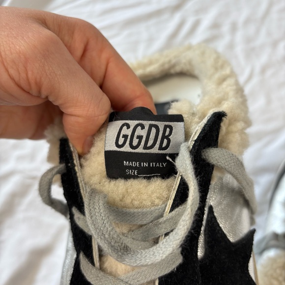 SOLD Golden Goose Sabot Super Star Slip on Shearling Sneaker Silver size 39 - Picture 13 of 15